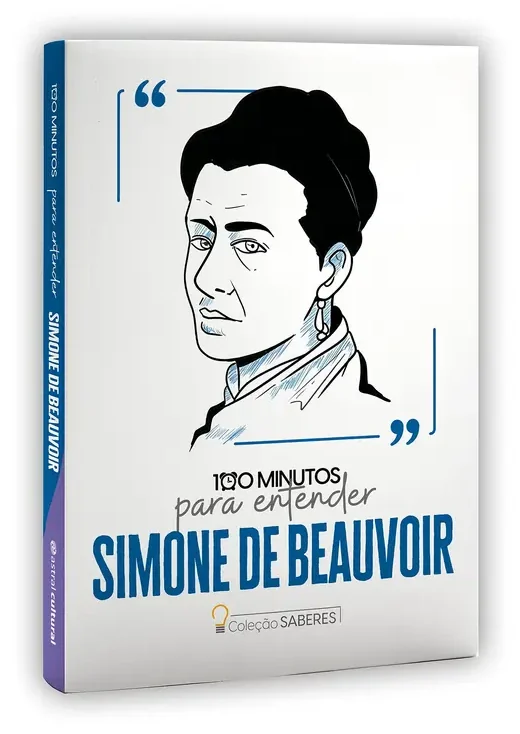 Capa do livro 100 Minutos para Entender Simone de Beauvoir, com o retrato dela em traço.